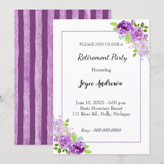 Invitation de la partie de retraite florale pourpr