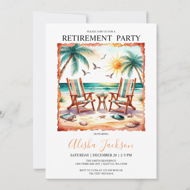 Invitation de la partie de retraite - Plage Lounge (Devant)