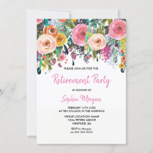 Invitation de la partie de retraite rose Floral Su