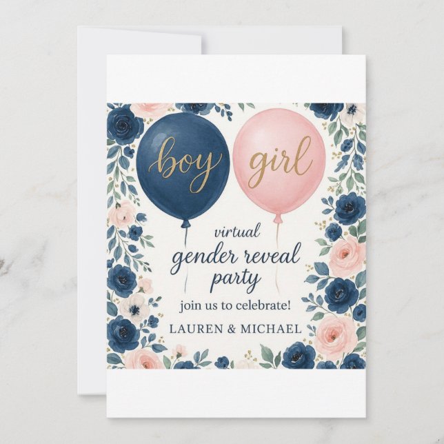 Invitation de la partie de révélation de genre vir (Devant)