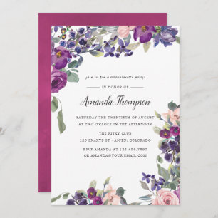Invitation de la partie de violet et de prune flor
