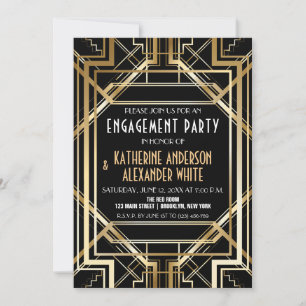 Invitation de la partie d'engagement Art déco d'in