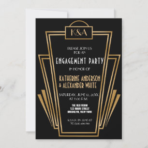 Invitation de la partie d'engagement Art déco d'in