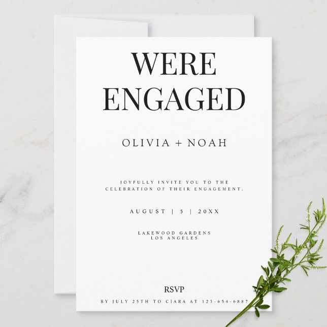 Invitation de la partie d'engagement blanc moderne (Créateur téléchargé)