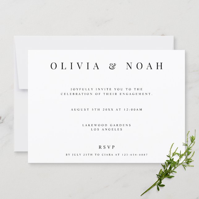 Invitation de la partie d'engagement blanc moderne (Créateur téléchargé)