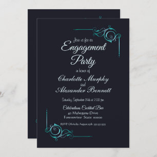 Invitation de la partie d'engagement bleu et turqu