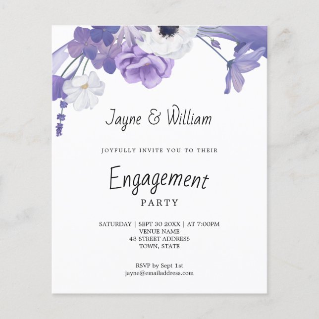 Invitation de la partie d'engagement Budget Purple (Devant)