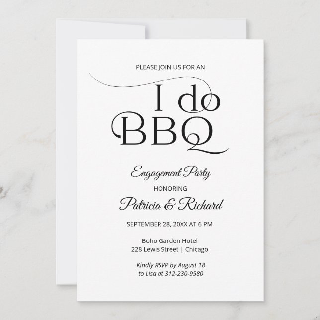 Invitation de la partie d'engagement Chic I DO BBQ (Devant)