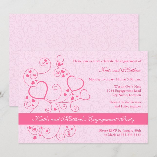 Invitation de la partie d'engagement Coeurs et tou (Devant / Derrière)