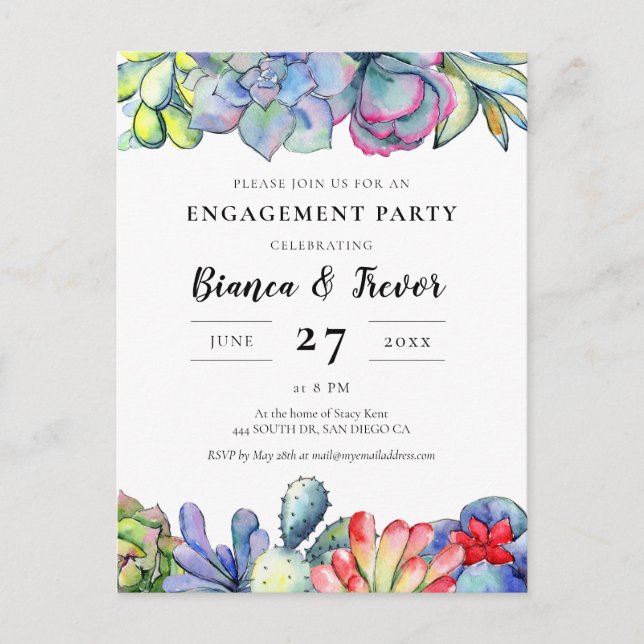 Invitation de la partie d'engagement de cactus réu (Devant)