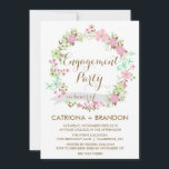 Invitation de la partie d'engagement de la couronn<br><div class="desc">Invitation de la Fête d'Engagement de la Fer Florale Colorée Invitation féminine et fantasque avec une couronne florale en rose,  rousse,  vert thé et vert menthe.</div>