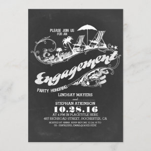 invitation de la partie d'engagement de plage de c