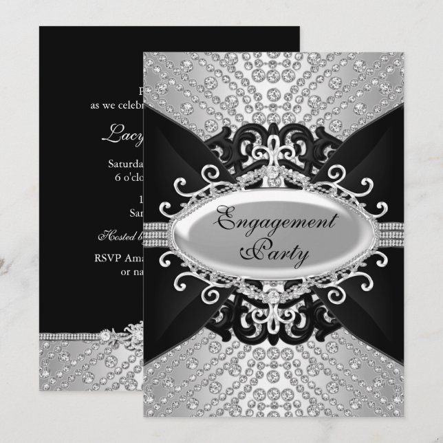 Invitation de la partie d'engagement Diamond Black (Devant / Derrière)