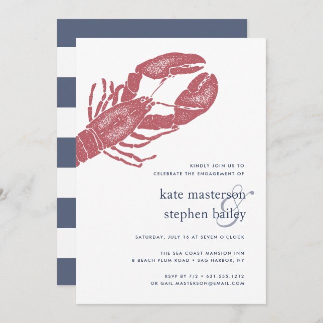 Invitation de la partie d'engagement du homard nau (Devant / Derrière)