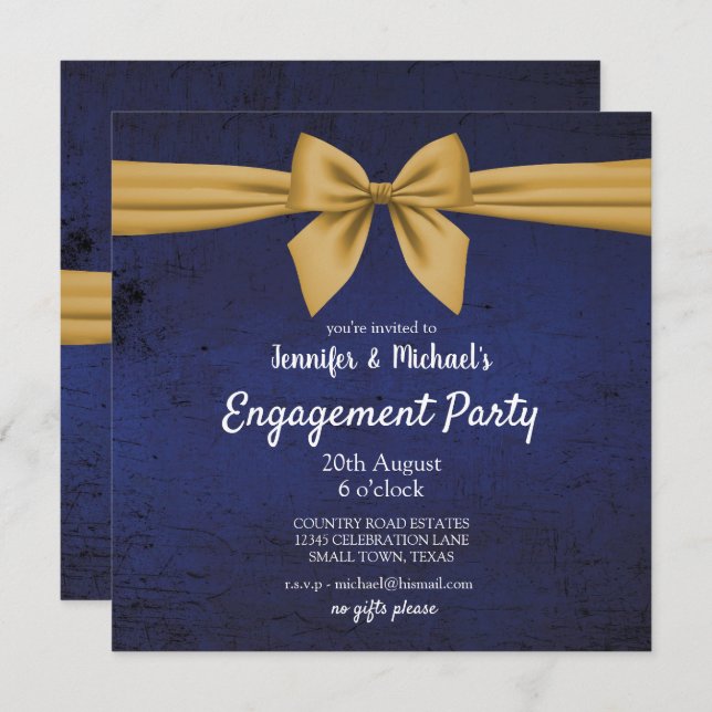 Invitation de la partie d'engagement en bleu foncé (Devant / Derrière)