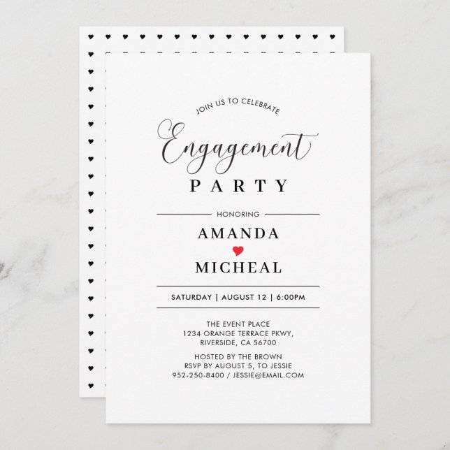 Invitation de la partie d'engagement en typographi (Devant / Derrière)