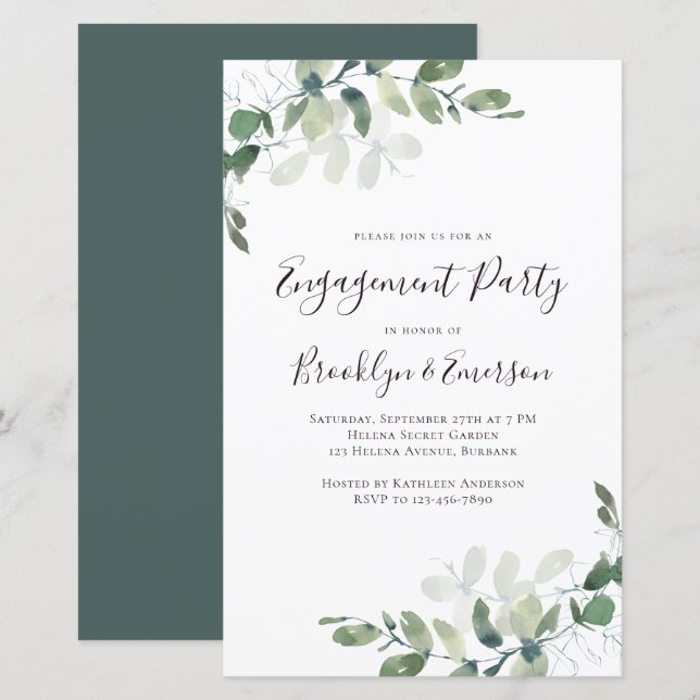 Invitation de la partie d'engagement Eucalyptus bu (Devant / Derrière)