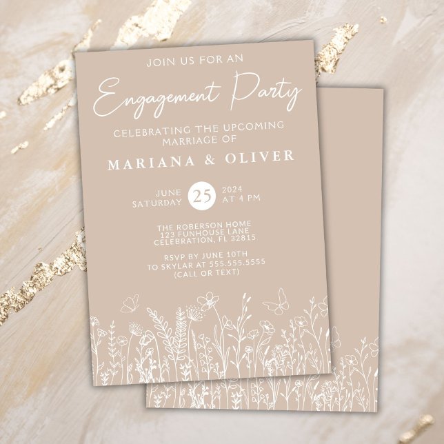 Invitation de la partie d'engagement Fleur sauvage (Créateur téléchargé)