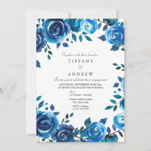 Invitation de la partie d'engagement Floral Blue d