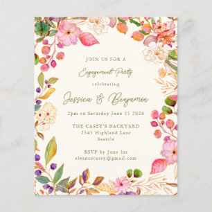 Invitation de la partie d'engagement floral coloré