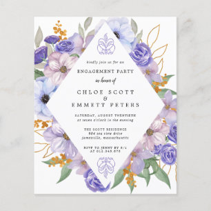 Invitation de la partie d'engagement floral violet