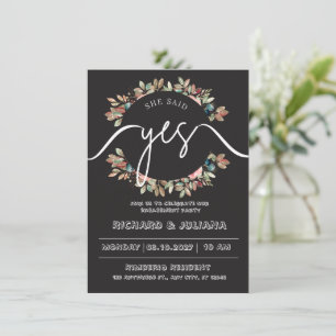Invitation de la partie d'engagement florale noire
