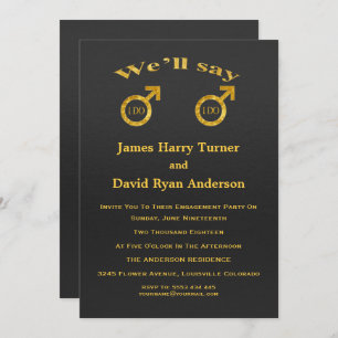 Invitation de la partie d'engagement Gold Foil Gay