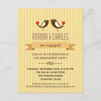 Invitation de la partie d'engagement jaune Lovebir
