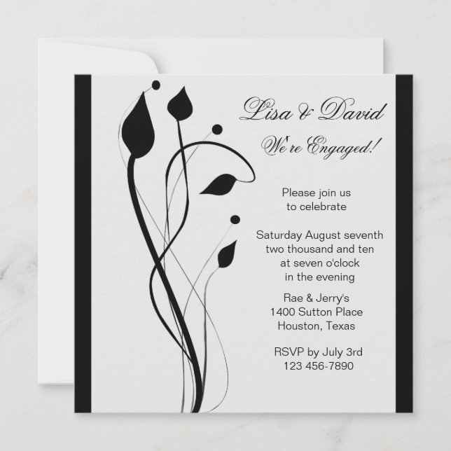 Invitation de la partie d'engagement Leaf Swirls (Devant)