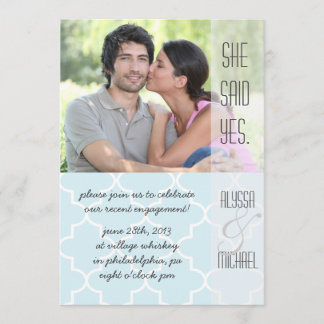 Invitation de la partie d'engagement Light Blue Qu
