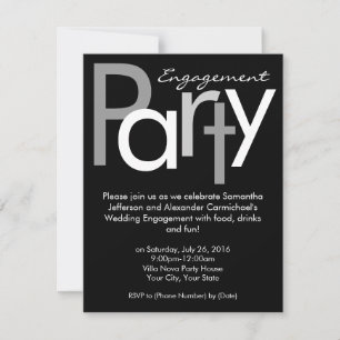 Invitation de la partie d'engagement noir et blanc