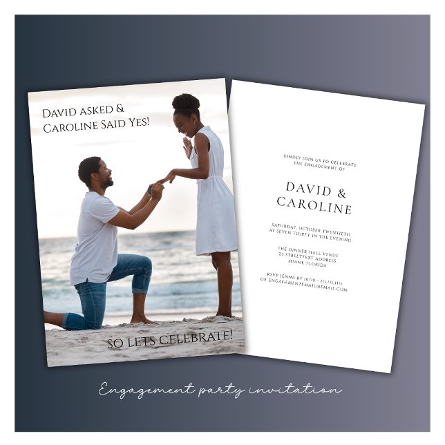 invitation de la partie d'engagement photo simple  (personalized modern simple photo engagement party invitation )