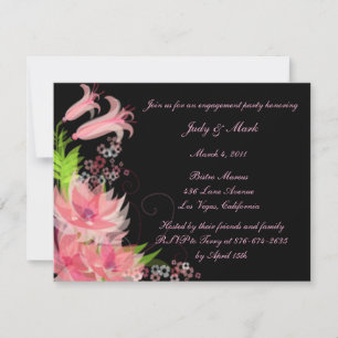 Invitation de la partie d'engagement rose romantiq