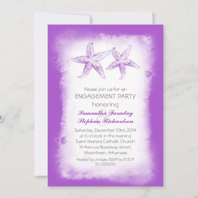 invitation de la partie d'engagement sur la plage  (Devant)