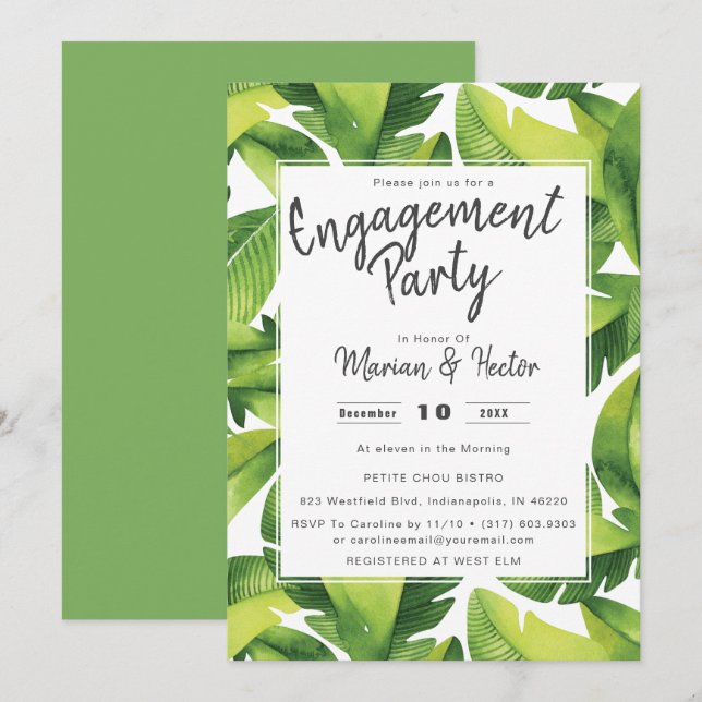 Invitation de la partie d'engagement tropicale de  (Devant / Derrière)