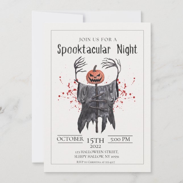 Invitation de la partie d'Halloween Spooktacular (Devant)