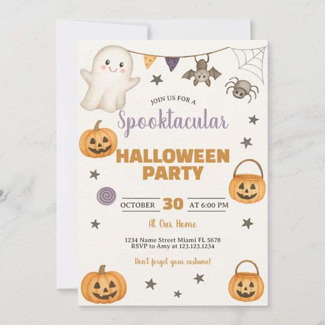 Invitation de la partie d'Halloween Spooktacular (Devant)