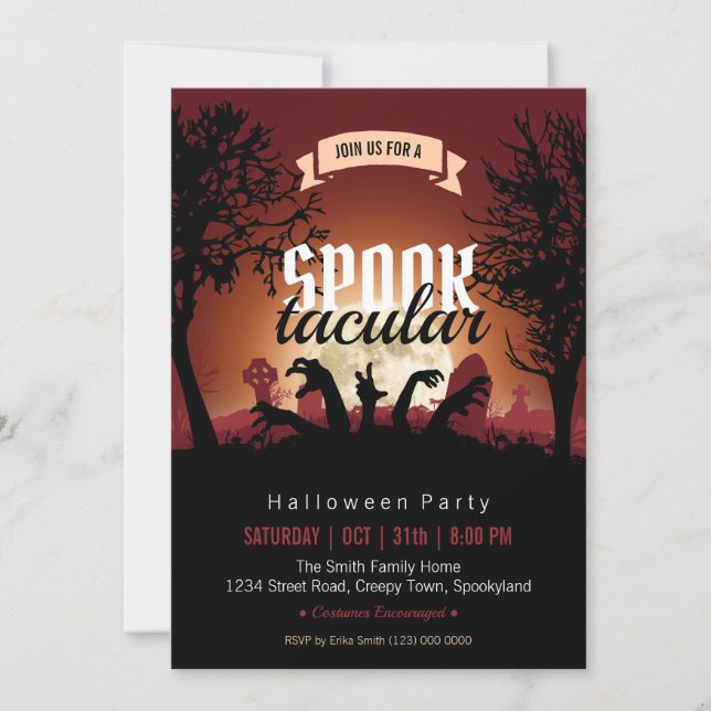 Invitation de la partie d'Halloween Spooktacular (Devant)