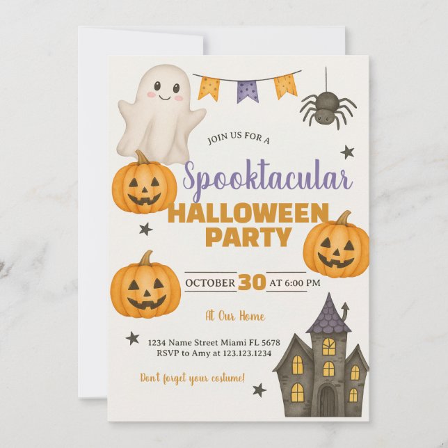 Invitation de la partie d'Halloween Spooktacular (Devant)