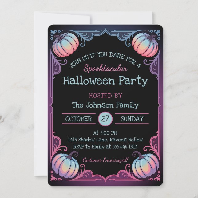 Invitation de la partie d'Halloween Spooktacular (Devant)