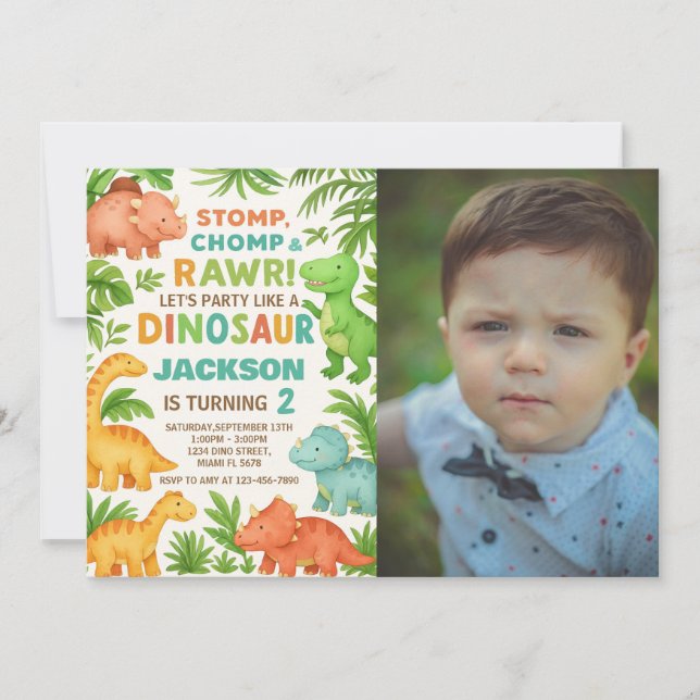 Invitation de la partie Dino modifiable personnali (Devant)