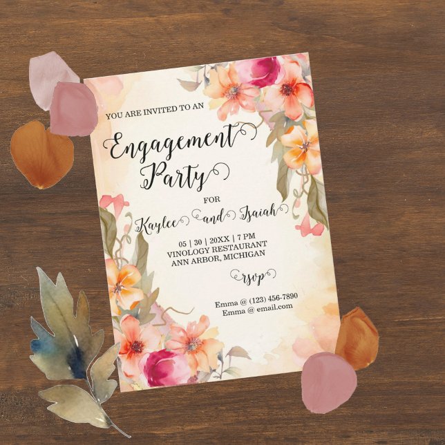 Invitation de la partie Engagement Fleurs d'automn (Créateur téléchargé)