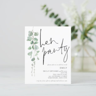 Invitation de la partie Eucalyptus Hen Script Budg