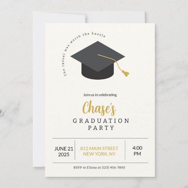 Invitation de la partie Gold et Black Graduation (Devant)