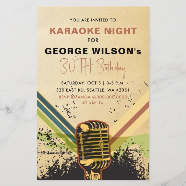 Invitation de la partie karaoke du micro rétro bud (Devant)