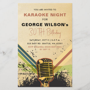 Invitation de la partie karaoke du micro rétro bud