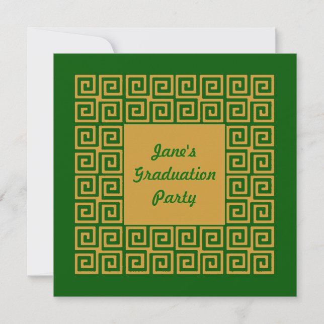 Invitation de la partie Motif Green & Gold Key (Devant)