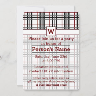 Invitation de la partie noire blanche et rouge