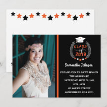 Invitation de la partie Orange et Black Graduation