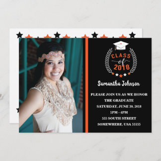 Invitation de la partie Orange et Black Graduation